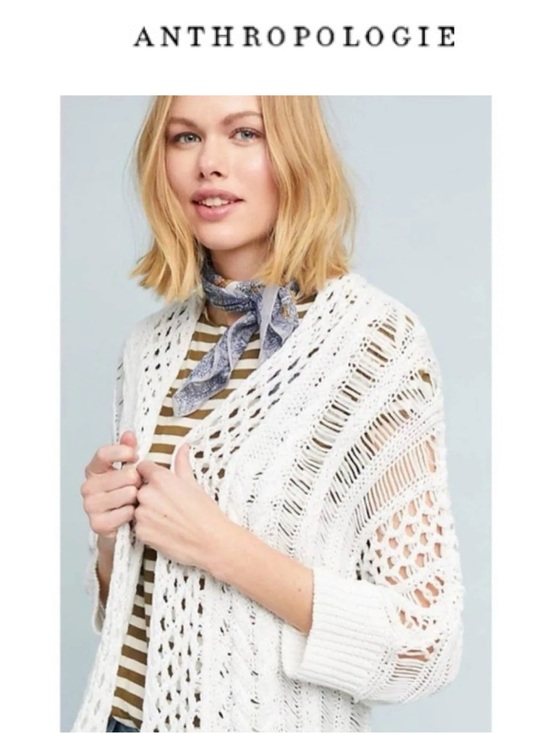 Anthropologie Sweaters - Anthropologie Cream Openwork Knit Cardigan